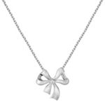 Sterling Silver Diamond Bow Pendant (18 in.)