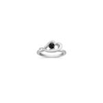 Round Black Sapphire Ring in Sterling Silver