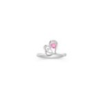 Round Pink Sapphire Heart Ring in Sterling Silver