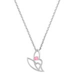 Round Pink Sapphire Pendant in Sterling Silver (18 in.)