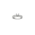 Cathedral Baguette and Round Diamond Engagement Ring with Pave Setting