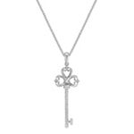 Princess Cut and Round Diamond Sterling Silver Pendant (18 in.)
