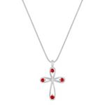 Round Ruby Cross Pendant (18 in.)