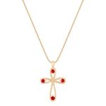 Round Ruby Cross Pendant (18 in.)