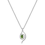 Oval Green Sapphire and Sterling Silver Pendant (18)