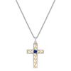 1/4 Round Sapphire Cross Pendant in Sterling Silver (18)