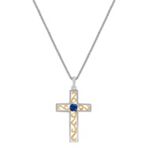 1/4 Round Sapphire Cross Pendant in Sterling Silver (18)