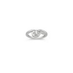 Round White Sapphire Ring in Sterling Silver