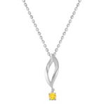 Round Yellow Sapphire and Sterling Silver Pendant (18)