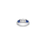 Tapered Baguette Sapphire and Emerald Cut Diamond Ring
