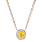 Oval Yellow Sapphire, and Round Diamond Necklace in Two-Tone Gold