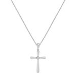 Round Diamond Cross Pendant in Sterling Silver (18 in.)