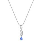 Pear Shaped Kentucky Blue Sapphire and Sterling Silver Pendant (18)