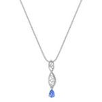 Pear Shaped Kentucky Blue Sapphire and Sterling Silver Pendant (18 in.)