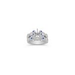 Vintage Marquise Diamond and Round Sapphire Wedding Set