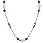 6.5-9mm Multi-Colored Cultured Freshwater Pearl, Black Agate and Sterling Silver Necklace (30 in.)