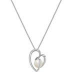 8.5mm Cultured Freshwater Pearl and Sterling Silver Heart Pendant (18 in.)