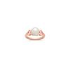 8mm Cultured Akoya Pearl and Round Diamond Ring in Rose Gold