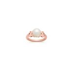 8mm Cultured Akoya Pearl and Round Diamond Ring in Rose Gold