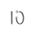 Sterling Silver & Black Hoop Earring