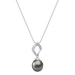 11mm Cultured Tahitian and Round Diamond Pendant (18 in.)