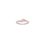 Princess Cut and Round Diamond Ring in Sterling Silver and 14k Rose Gold