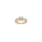 Baguette and Round Diamond Cathedral Engagement Ring