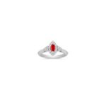 Marquise Ruby and Halo Diamond Ring