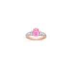 Oval Pink Sapphire, Princess Cut and Round Diamond Ring in Two-Tone Gold
