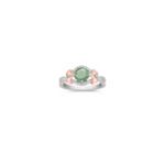 Round Green Sapphire and Diamond Ring in Two-Tone Gold