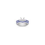 Vintage Sapphire and Diamond Wedding Set with Pave Setting