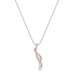 Round Diamond Journey Pendant in 14k Rose and White Gold (18 in.)