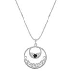 Round Multi-Colored Sapphire Circle Pendant in Sterling Silver (18 in.)