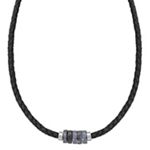 Braided Leather, Sodalite and Sterling Silver Necklace (20 in.)