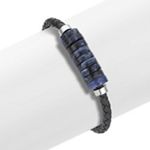 Braided Leather, Sodalite and Sterling Silver Bracelet (9 in.)