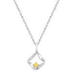 Princess Cut Yellow Sapphire and Sterling Silver Pendant (18 in.)