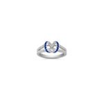 Round Sapphire and Diamond Engagement Ring with Pave Setting