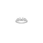 Three-Stone Pear Shaped and Round Diamond Engagement Ring with Pave Setting