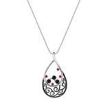 Round Ruby and Black Sapphire Pendant (18 in.)