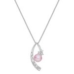 8mm Lavender Cultured Freshwater Pearl and Round Diamond Pendant (18 in.)