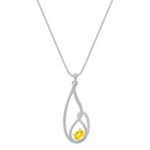 Oval Yellow Sapphire and Sterling Silver Pendant (18 in.)