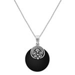 Black Agate and Sterling Silver Pendant (18 in.)