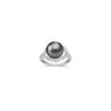 10mm Cultured Tahitian Pearl and Round Diamond Ring