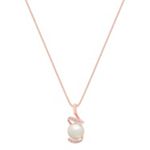 8mm Cultured Freshwater Pearl and Round Diamond Pendant in Rose Gold (18 in.)