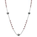 Garnet, 9mm Cultured Tahitian Pearl and Sterling Silver Necklace (32)