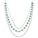 Green Aventurine and Sterling Silver Necklace (25 in.)