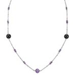 Amethyst, Charoite, Black Agate and Sterling Silver Necklace (30)