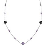 Amethyst, Charoite, Black Agate and Sterling Silver Necklace (30 in.)