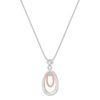 Round White Sapphire, Sterling Silver and 14k Rose Gold Pendant (18)