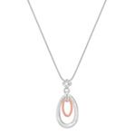 Round White Sapphire, Sterling Silver and 14k Rose Gold Pendant (18)